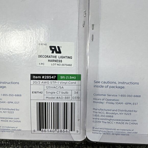 Westinghouse 3Pk Bulb Replacement Cord Replacement Cord White PVC - Picture 9 of 11